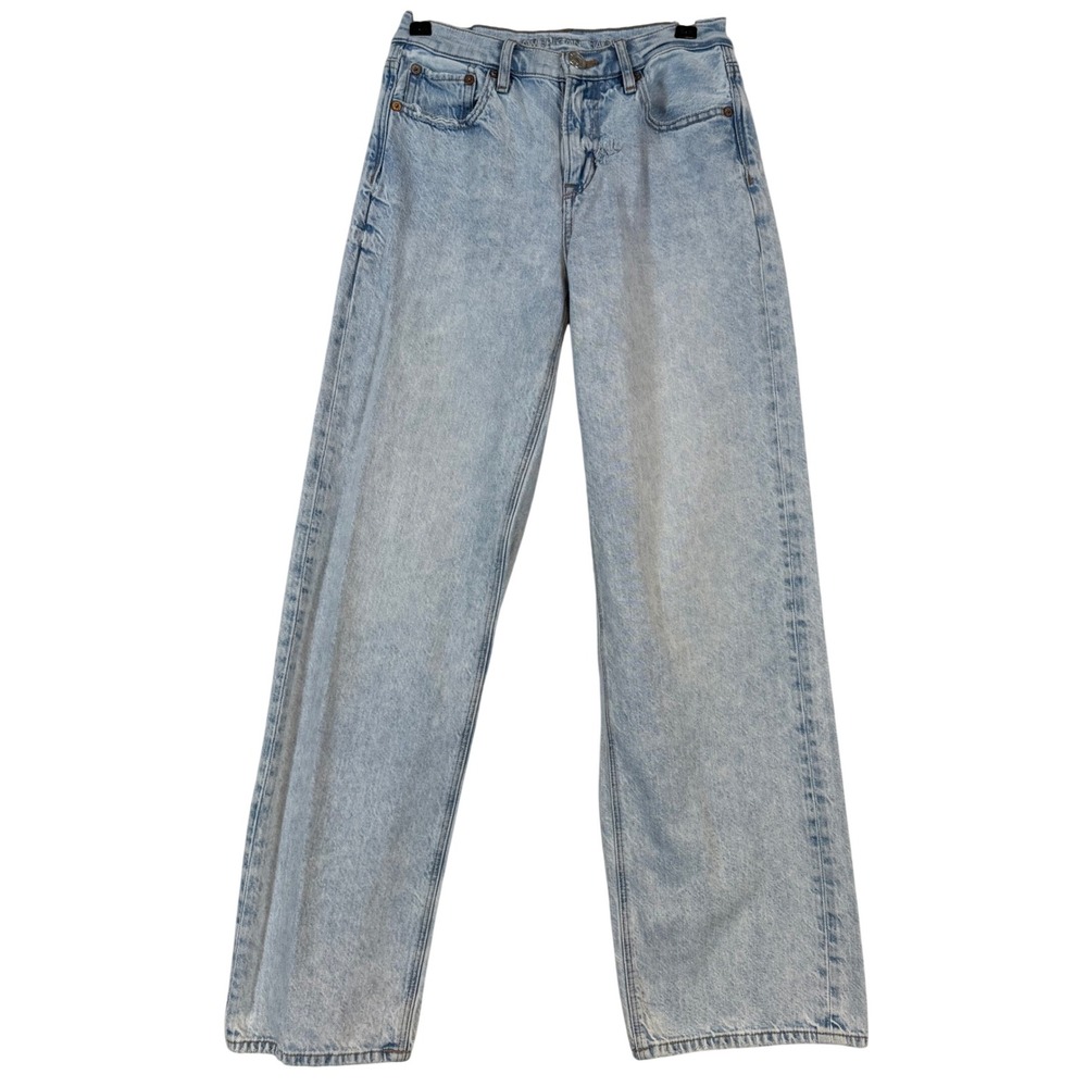 American Eagle Womens High Waisted Wide Leg Distressed Acid Wash Jean 2R Y2K 90s